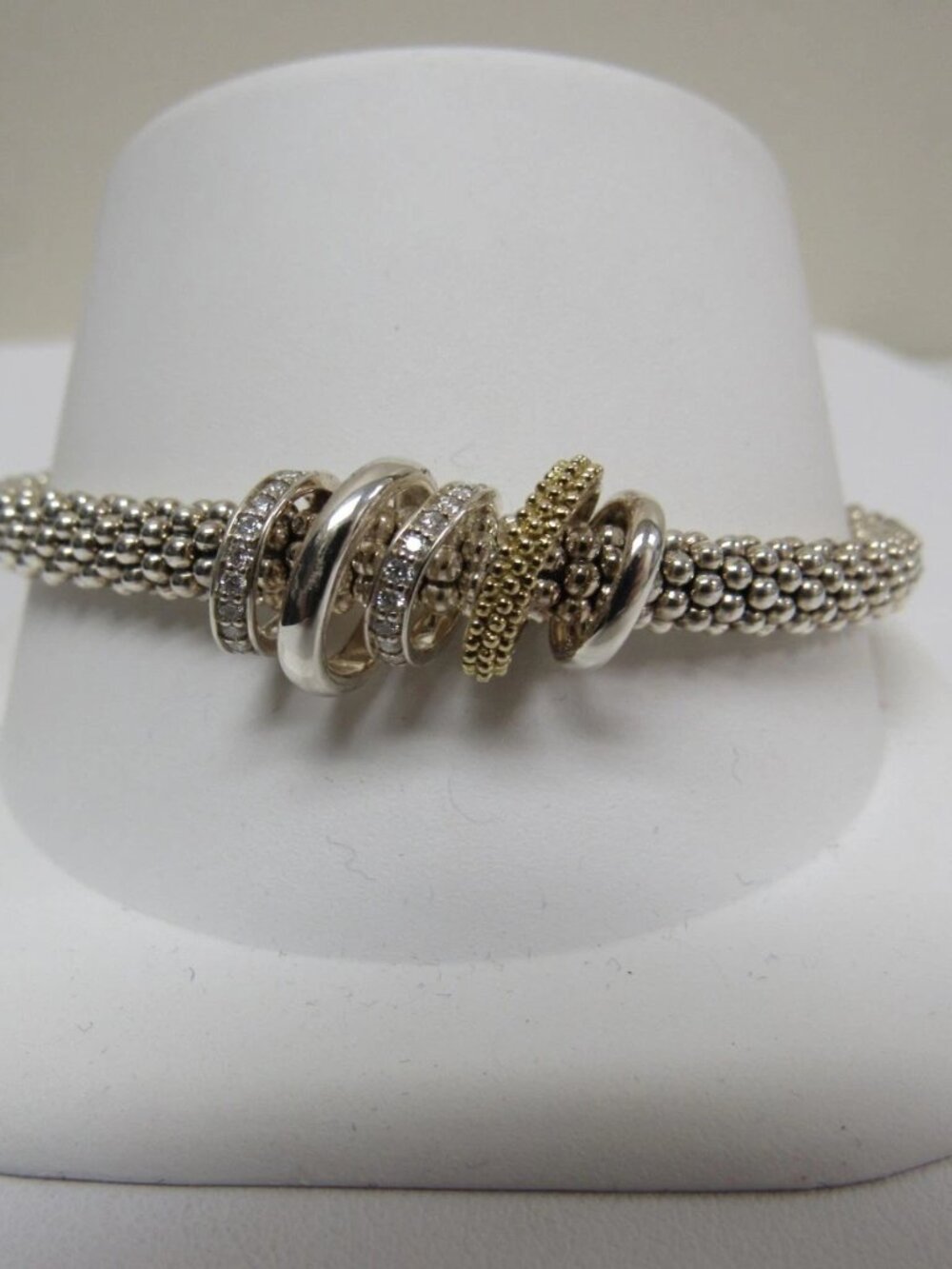 Lagos 5 Ring Diamond Caviar Bracelet | 6mm - Picture 5 of 7